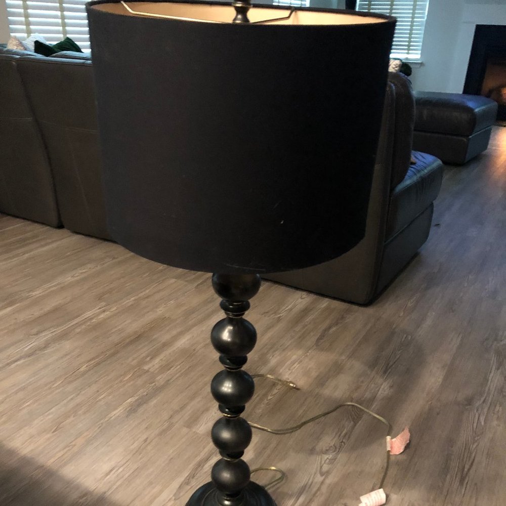 Black Lamp W/ Gold Accent and Black Shade